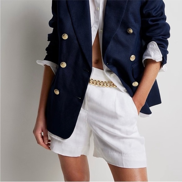 J Crew white high rise pleated short chelsea linen-cupro blend plus size 24 new - Picture 1 of 8